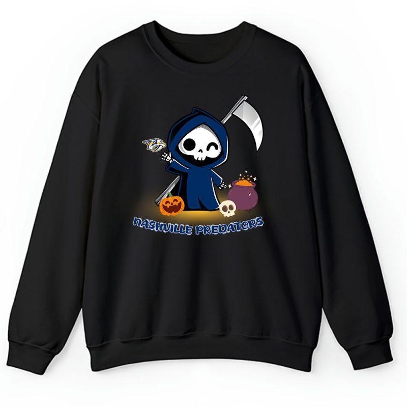 Nashville Predators x Grim Reaper Cute Spooky x NHL Halloween Unisex Sweatshirt TAS14902