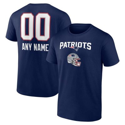 New England Patriots Navy Personalized Name & Number Team Wordmark Unisex T-Shirt Cotton Tee