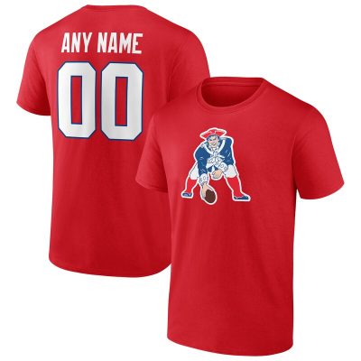 New England Patriots Red Team Logo Personalized Name & Number Unisex T-Shirt Cotton Tee