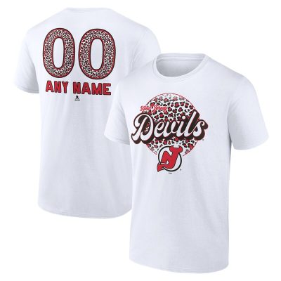 New Jersey Devils White Personalized Name & Number Leopard Unisex T-Shirt Cotton Tee