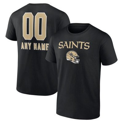 New Orleans Saints Black Personalized Name & Number Team Wordmark Unisex T-Shirt Cotton Tee