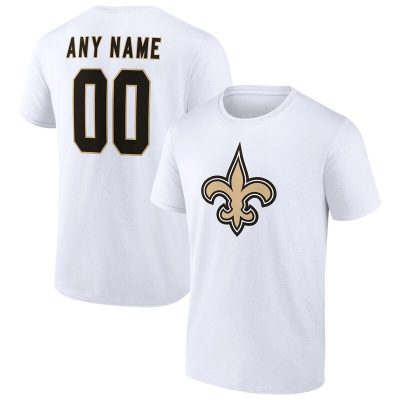 New Orleans Saints White Team Logo Personalized Name & Number Unisex T-Shirt Cotton Tee