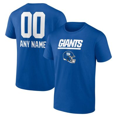 New York Giants Royal Personalized Name & Number Team Wordmark Unisex T-Shirt Cotton Tee