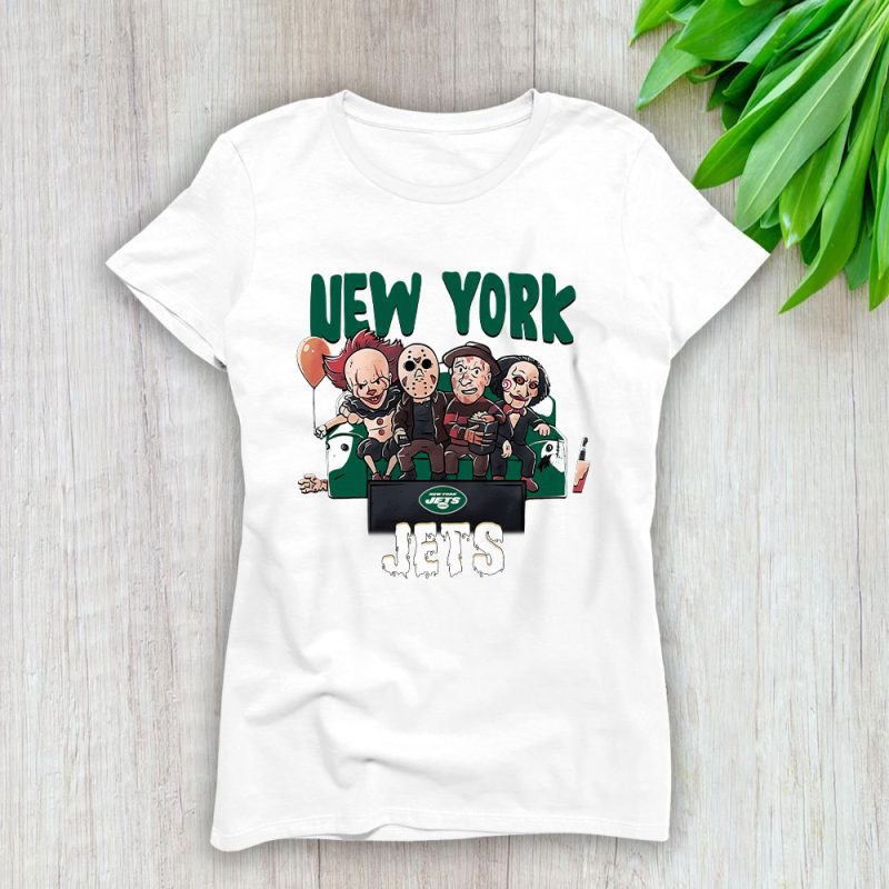 New York Jets x Halloween Holiday NFL x Horror Movie Lady T-Shirt Women Tee LTL16613