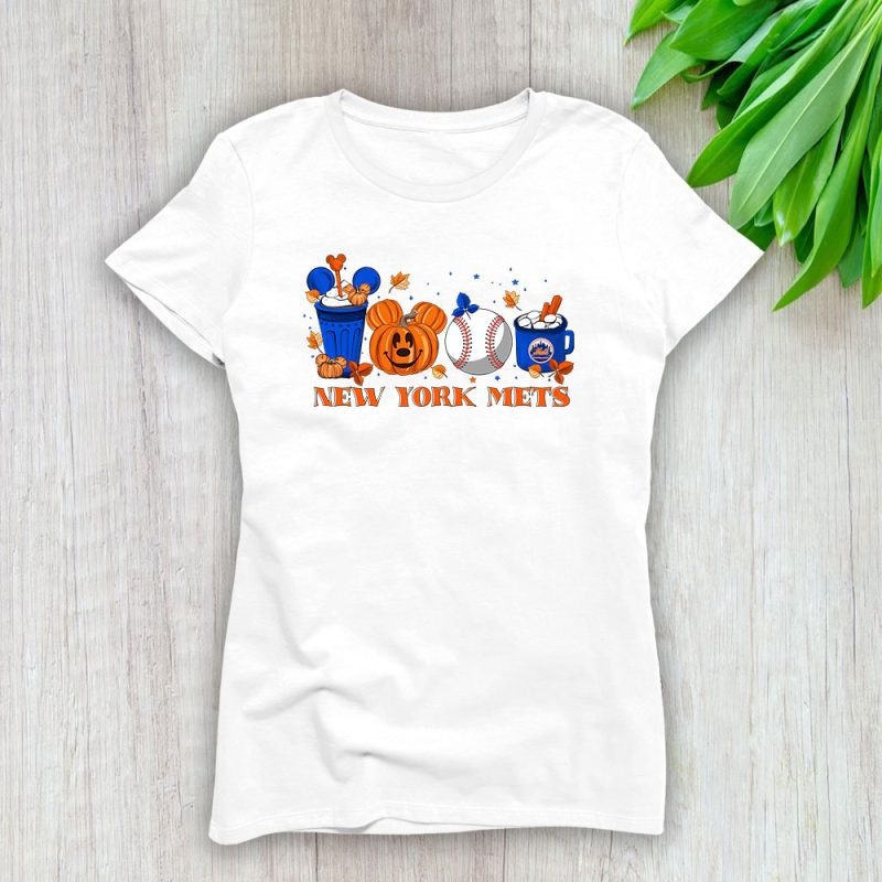 New York Mets x Halloween Horror Nights x Pumpkin Face Lady T-Shirt Women Tee LTL14930