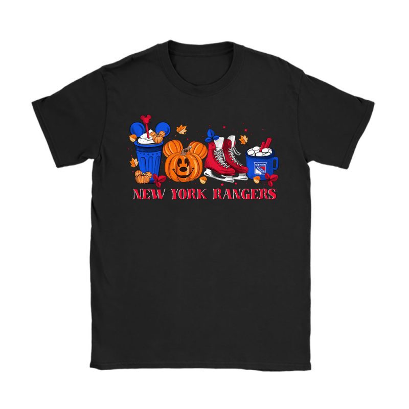 New York Rangers x Halloween Horror Nights x Pumpkin Face Unisex T-Shirt Cotton Tee TAT14934