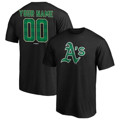 Oakland Athletics Black Emerald Plaid Personalized Name & Number Unisex T-Shirt Cotton Tee