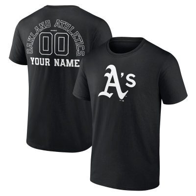 Oakland Athletics Black Monochrome Personalized Name & Number Unisex T-Shirt Cotton Tee