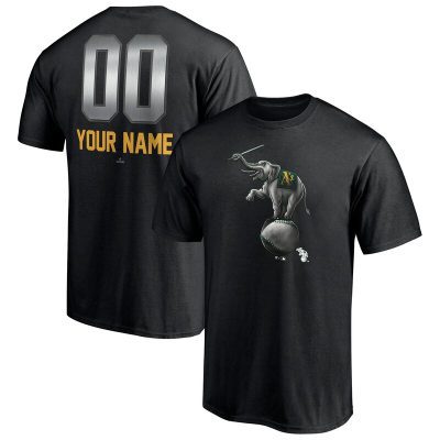 Oakland Athletics Black Personalized Name & Number Midnight Mascot Unisex T-Shirt Cotton Tee