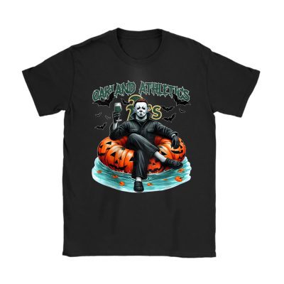 Oakland Athletics x Halloween Masquerade MLB x Michael Myers Masked Killer Unisex T-Shirt Cotton Tee TAT15431