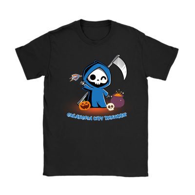 Oklahoma City Thunder x Grim Reaper Cute Spooky x NBA Halloween Unisex T-Shirt Cotton Tee TAT14948