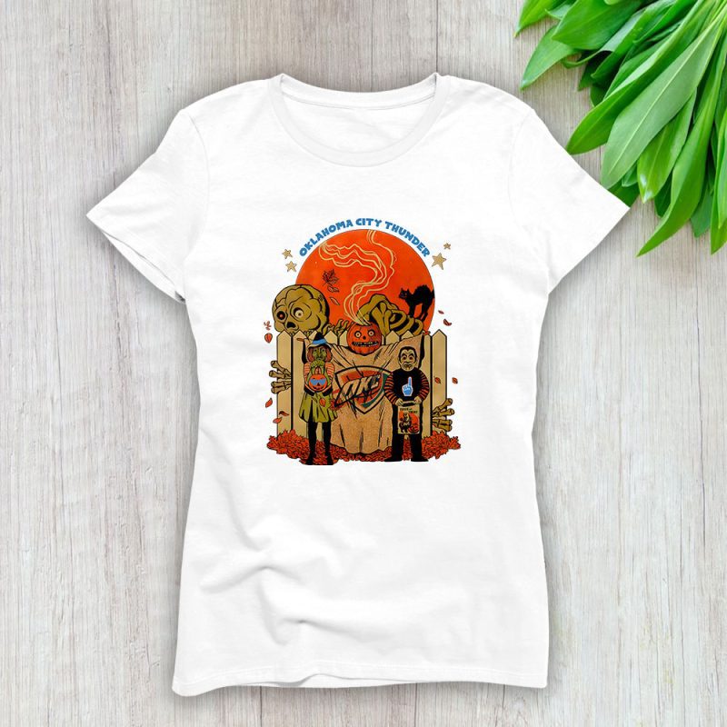 Oklahoma City Thunder x Halloween Horror Nights x Pumpkin Face Lady T-Shirt Women Tee LTL14947