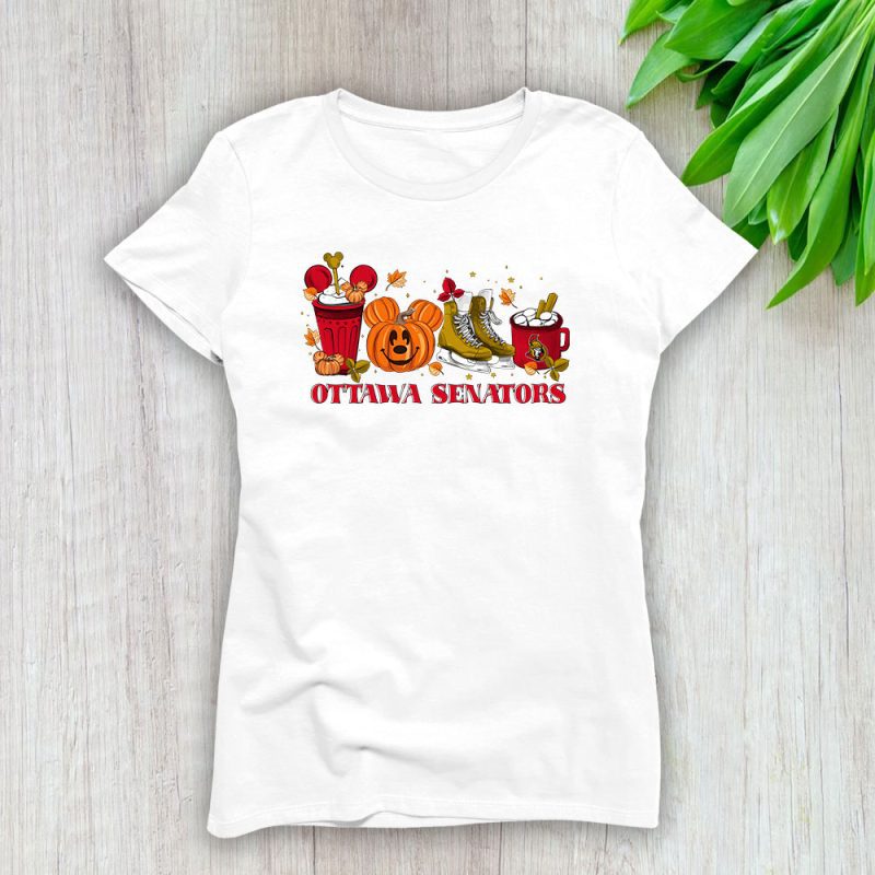 Ottawa Senators x Halloween Horror Nights x Pumpkin Face Lady T-Shirt Women Tee LTL14954