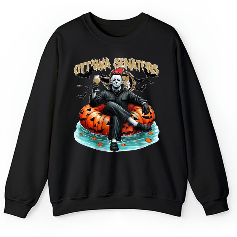 Ottawa Senators x Halloween Masquerade NHL x Michael Myers Masked Killer Unisex Sweatshirt TAS15434