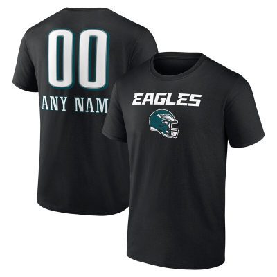 Philadelphia Eagles Black Personalized Name & Number Team Wordmark Unisex T-Shirt Cotton Tee