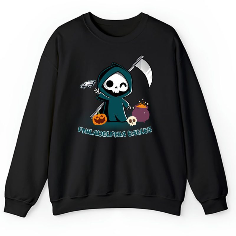 Philadelphia Eagles x Grim Reaper Cute Spooky x NFL Halloween Unisex Sweatshirt TAS15737