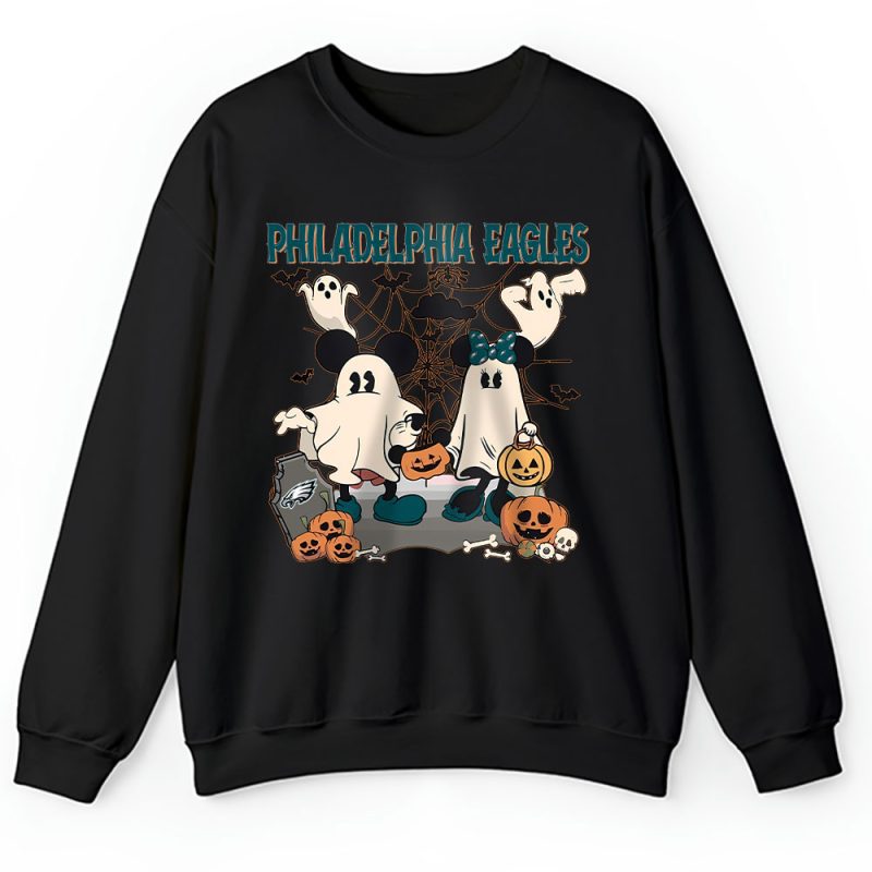 Philadelphia Eagles x Halloween Nightmare x Mickey And Minnie Mouse x Pumpkin Face Unisex Sweatshirt TAS15437