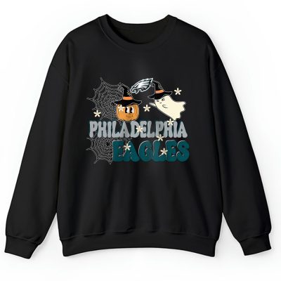 Philadelphia Eagles x Happy Halloween NFL x Cute Ghost With Pumpkin Face Unisex Sweatshirt TAS16696