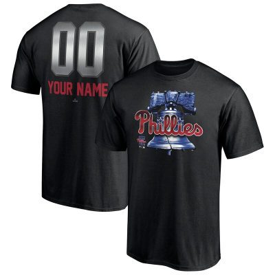 Philadelphia Phillies Black Personalized Name & Number Midnight Mascot Unisex T-Shirt Cotton Tee