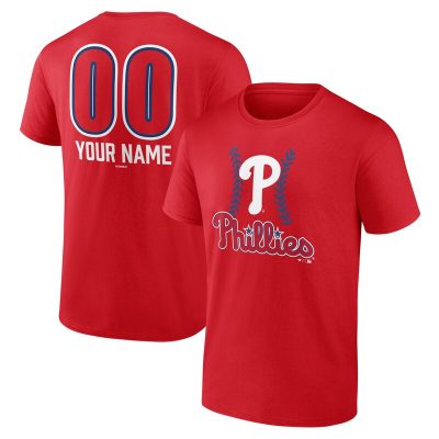 Philadelphia Phillies  Red Personalized Name & Number Fastball Unisex T-Shirt Cotton Tee