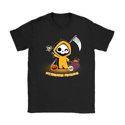 Pittsburgh Penguins x Grim Reaper Cute Spooky x NHL Halloween Unisex T-Shirt Cotton Tee TAT14980