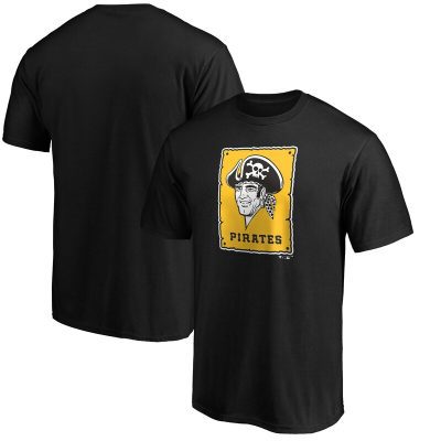 Pittsburgh Pirates Black Cooperstown Collection Forbes Team Logo Unisex T-Shirt Cotton Tee