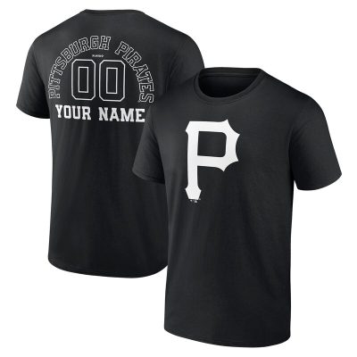 Pittsburgh Pirates Black Monochrome Personalized Name & Number Unisex T-Shirt Cotton Tee