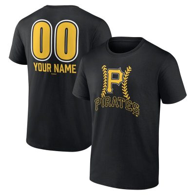 Pittsburgh Pirates  Black Personalized Name & Number Fastball Unisex T-Shirt Cotton Tee