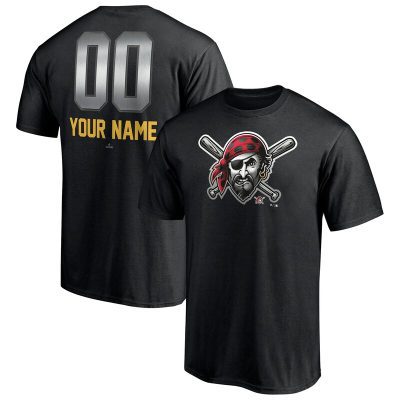 Pittsburgh Pirates Black Personalized Name & Number Midnight Mascot Unisex T-Shirt Cotton Tee