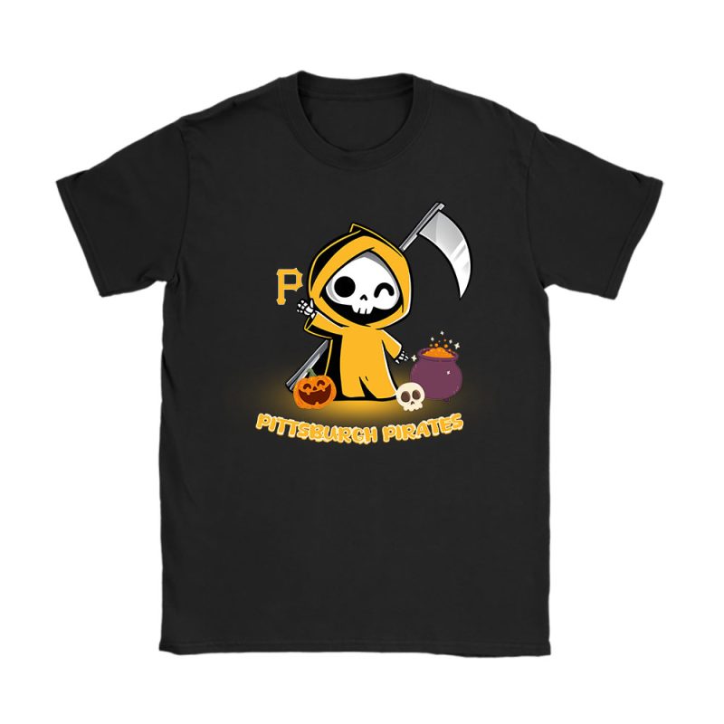 Pittsburgh Pirates x Grim Reaper Cute Spooky x MLB Halloween Unisex T-Shirt Cotton Tee TAT15747