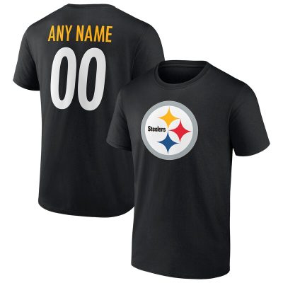 Pittsburgh Steelers Black Team Personalized Name & Number Unisex T-Shirt Cotton Tee