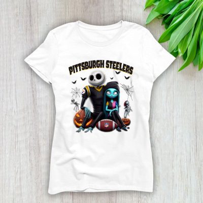 Pittsburgh Steelers x Halloween NFL x Jack And Sally Lady T-Shirt Women Tee LTL16638