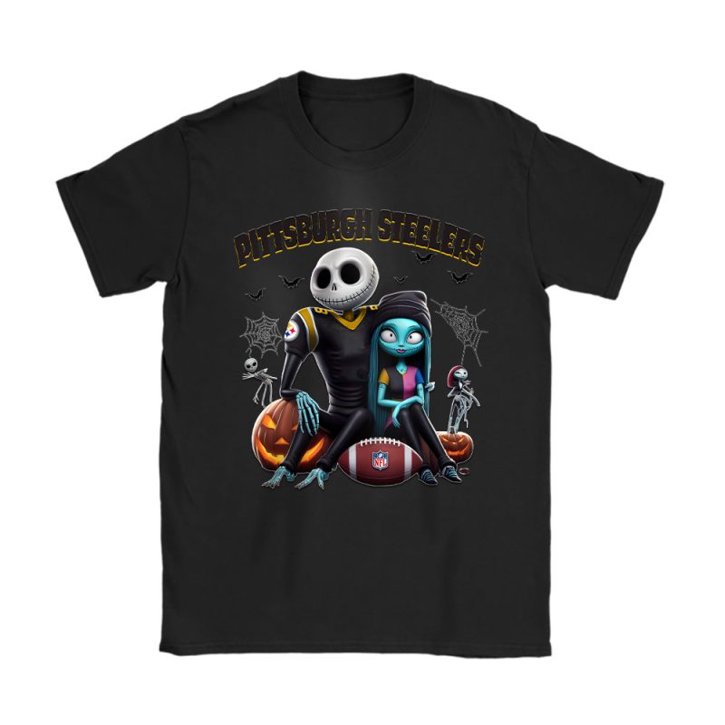 Pittsburgh Steelers x Halloween NFL x Jack And Sally Unisex T-Shirt Cotton Tee TAT16637