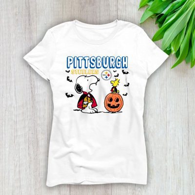 Pittsburgh Steelers x Happy Halloween NFL x Snoopy Copy Lady T-Shirt Women Tee LTL15457