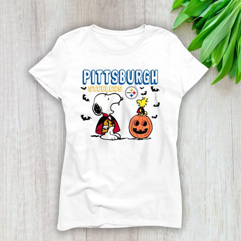 Pittsburgh Steelers x Happy Halloween NFL x Snoopy Copy Lady T-Shirt Women Tee LTL15457