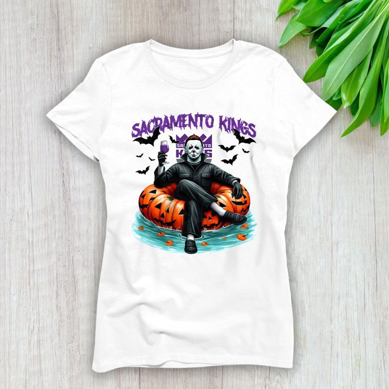 Sacramento Kings x Halloween Masquerade NBA x Michael Myers Masked Killer Lady T-Shirt Women Tee LTL15461