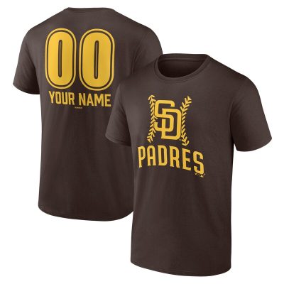 San Diego Padres  Brown Personalized Name & Number Fastball Unisex T-Shirt Cotton Tee