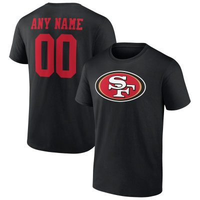 San Francisco 49ers Black Team Logo Personalized Name & Number Unisex T-Shirt Cotton Tee