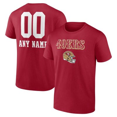 San Francisco 49ers Scarlet Personalized Name & Number Team Wordmark Unisex T-Shirt Cotton Tee