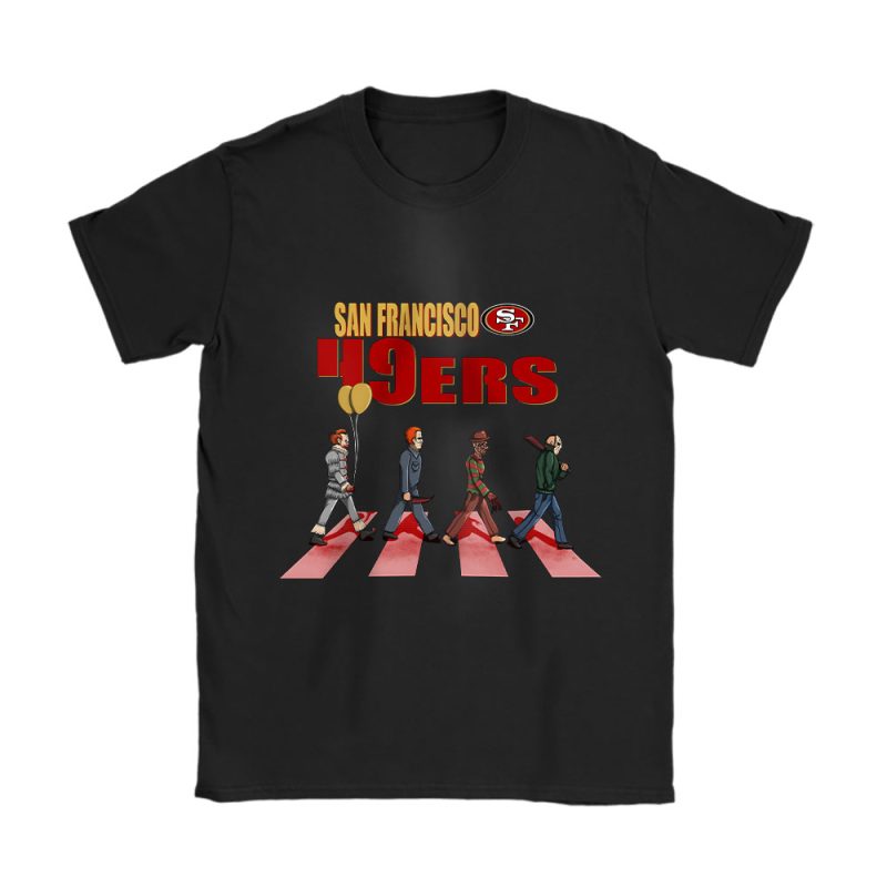 San Francisco 49ers x Halloween Holiday NFL x Horror Night x Clown And Murderer Unisex T-Shirt Cotton Tee TAT16685