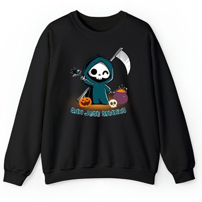 San Jose Sharks x Grim Reaper Cute Spooky x NHL Halloween Unisex Sweatshirt TAS15013