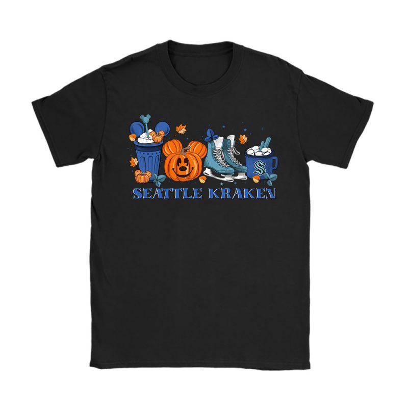 Seattle Kraken x Halloween Horror Nights x Pumpkin Face Unisex T-Shirt Cotton Tee TAT15752