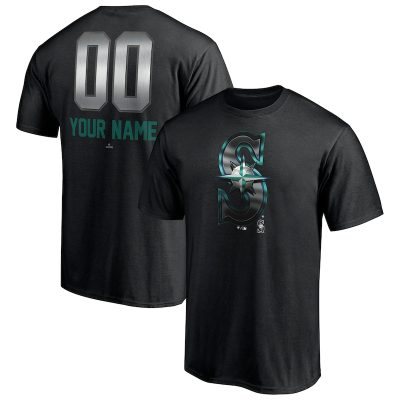 Seattle Mariners Black Personalized Name & Number Midnight Mascot Unisex T-Shirt Cotton Tee