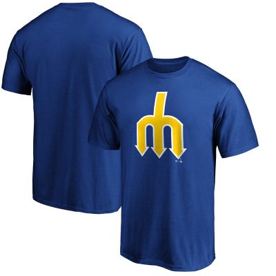 Seattle Mariners Royal Cooperstown Collection Forbes Team Logo Unisex T-Shirt Cotton Tee