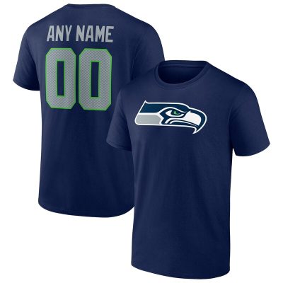 Seattle Seahawks College Navy Team Personalized Name & Number Unisex T-Shirt Cotton Tee