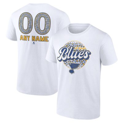 St. Louis Blues White Personalized Name & Number Leopard Unisex T-Shirt Cotton Tee