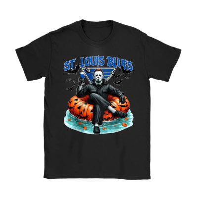 St. Louis Blues x Halloween Masquerade NHL x Michael Myers Masked Killer Unisex T-Shirt Cotton Tee TAT15845