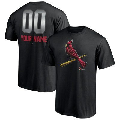 St. Louis Cardinals Black Personalized Name & Number Midnight Mascot Unisex T-Shirt Cotton Tee