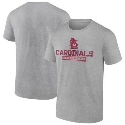 St. Louis Cardinals Heather Gray Evanston Stencil Unisex T-Shirt Cotton Tee