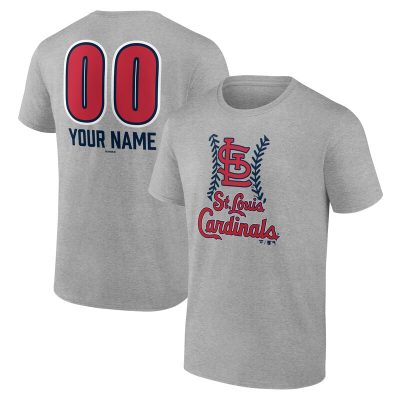 St. Louis Cardinals  Heather Gray Personalized Name & Number Fastball Unisex T-Shirt Cotton Tee